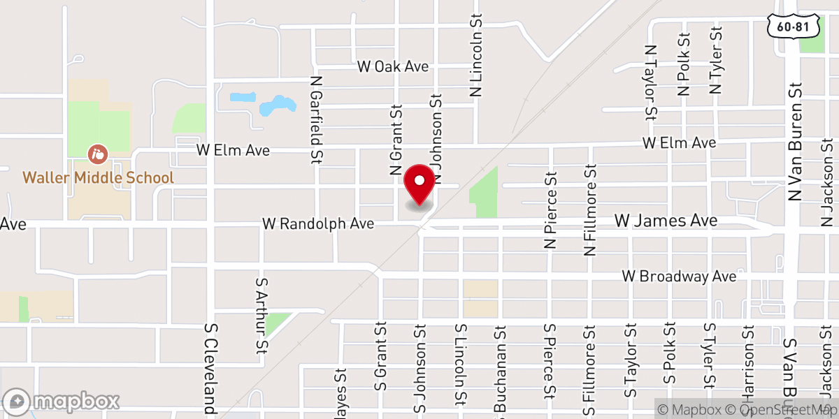 Map showing location of West Side Baptist Church