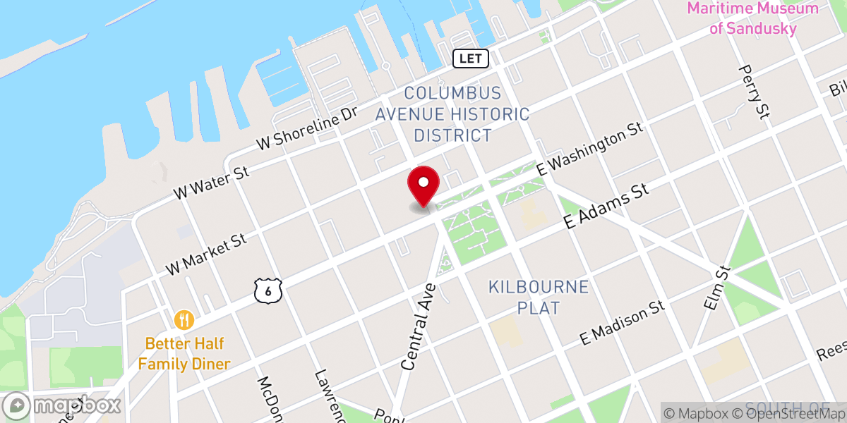 Map showing location of First Presbyterian Church