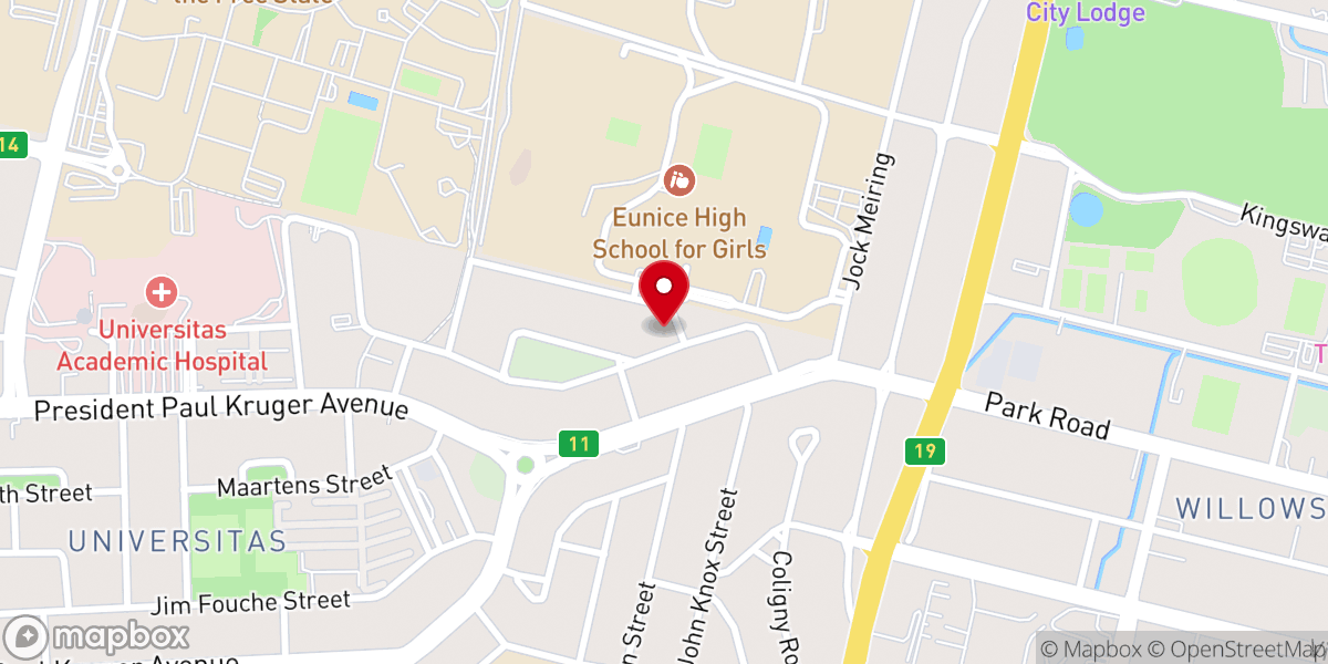 Map showing location of New Apostolic Church Bloemfontein