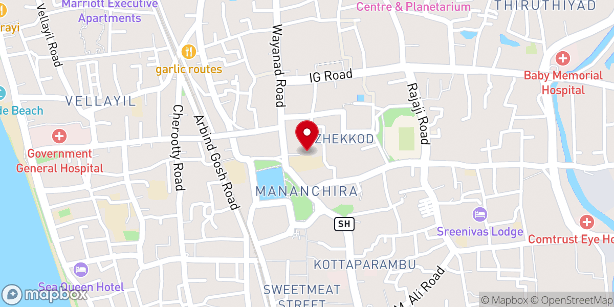 Map showing location of CSI Hall Mananchira
