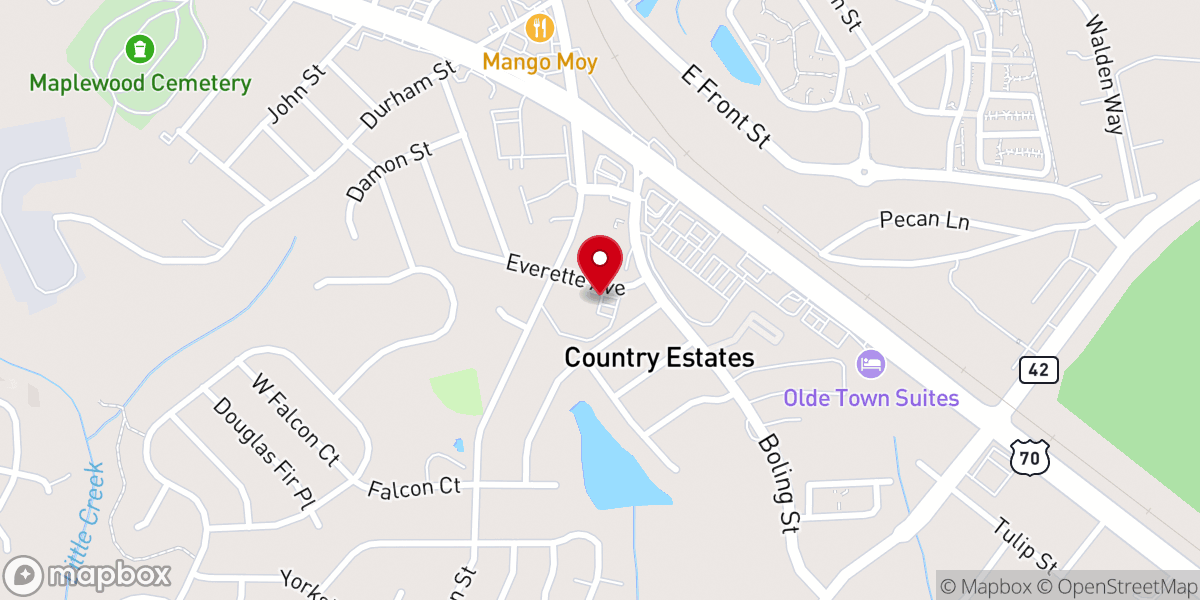 Map showing location of Everett Chapel Free Will Baptist Church