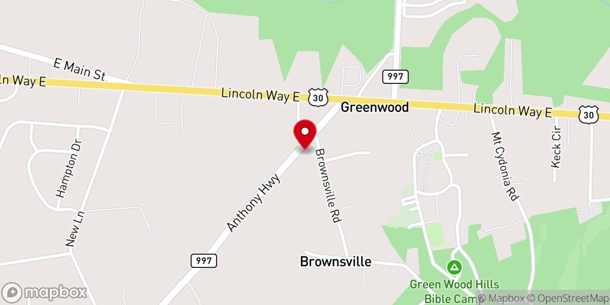 Map showing location of Greenwood Assembly of God