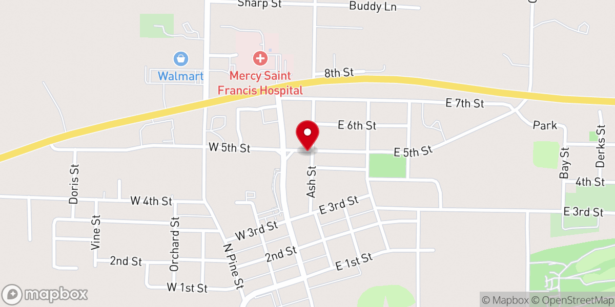 Map showing location of Godfather's Pizza