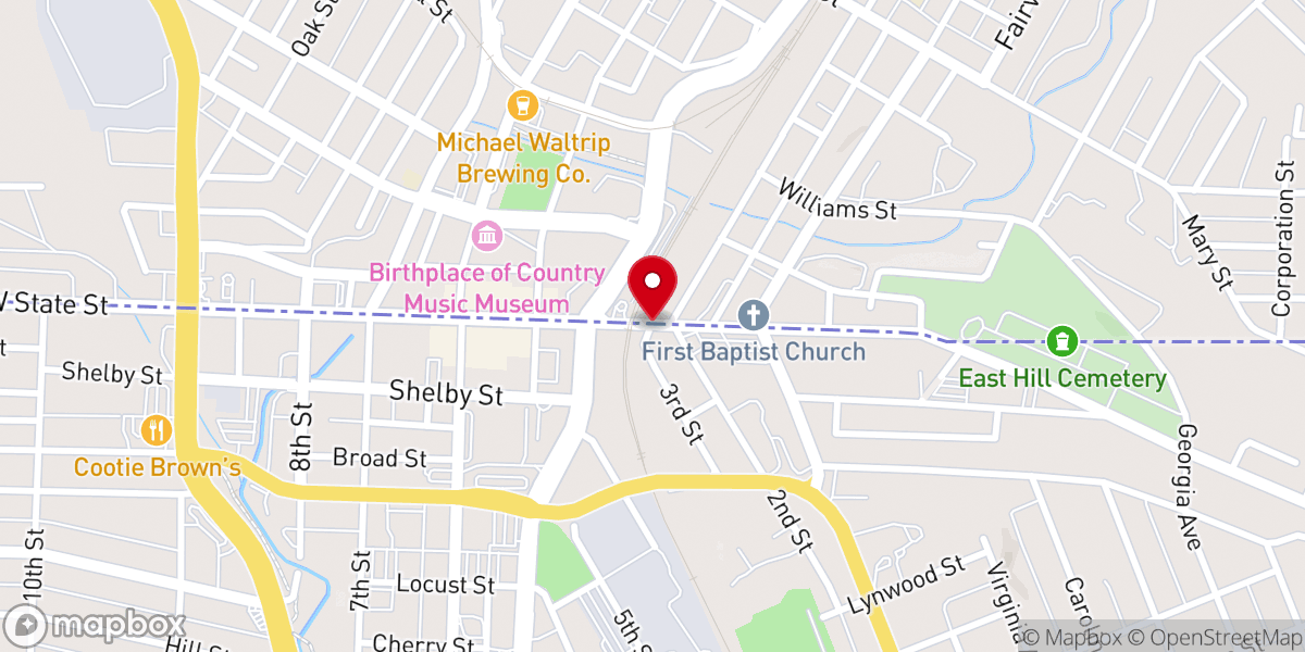 Map showing location of Bristol Virginia-Tennessee Slogan Sign