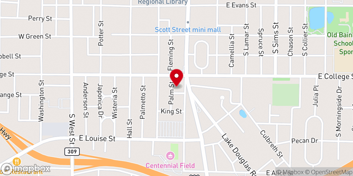 Map showing location of First Christian Church