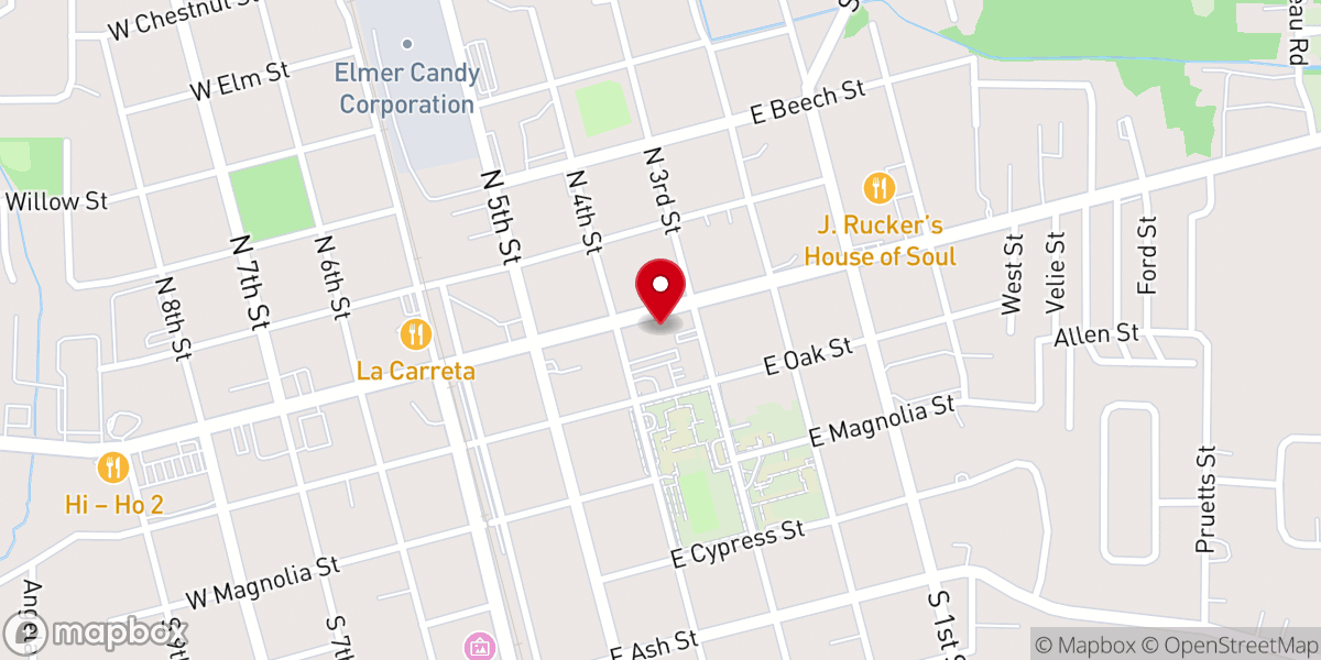Map showing location of First Baptist Church of Ponchatoula