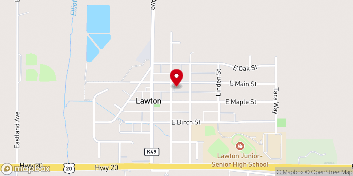 Map showing location of Bethel Lutheran Church