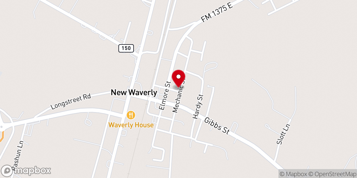 Map showing location of New Waverly Global Methodist Church