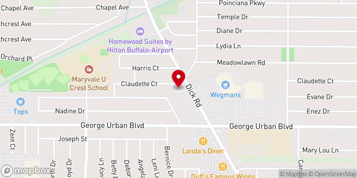 Map showing location of Cheektowaga Community Baptist Church