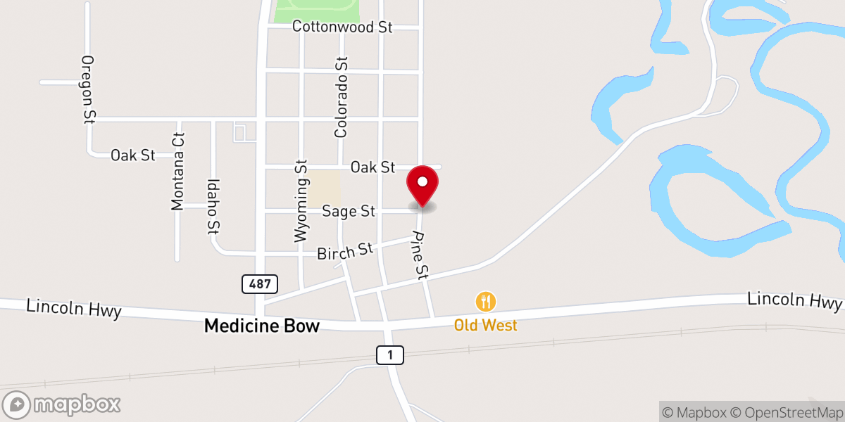Map showing location of Medicine Bow Municipal Judge