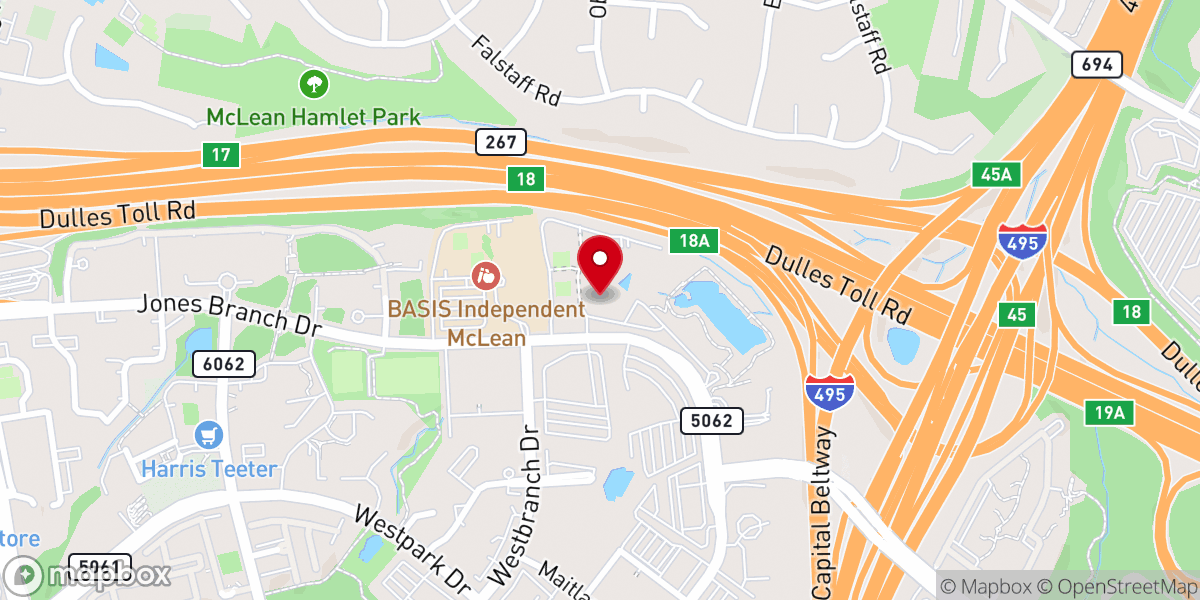 Map showing location of Celebree School of Tysons-Jones Branch