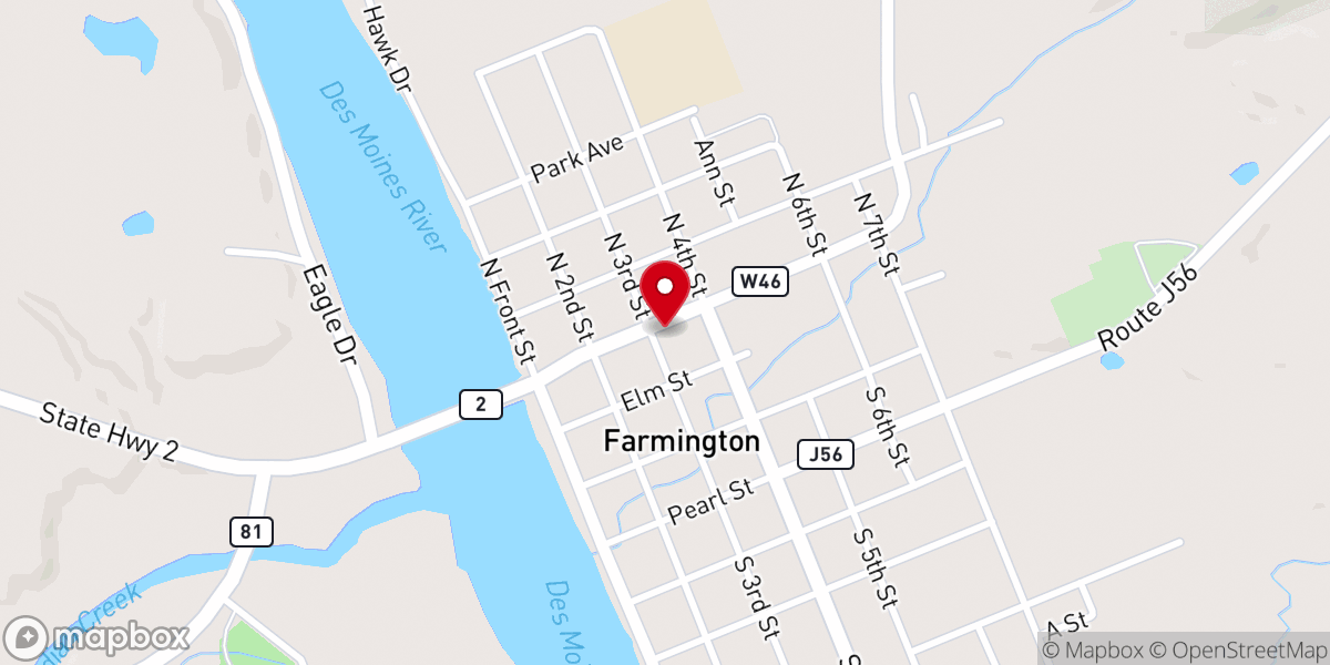 Map showing location of Church of the Nazarene