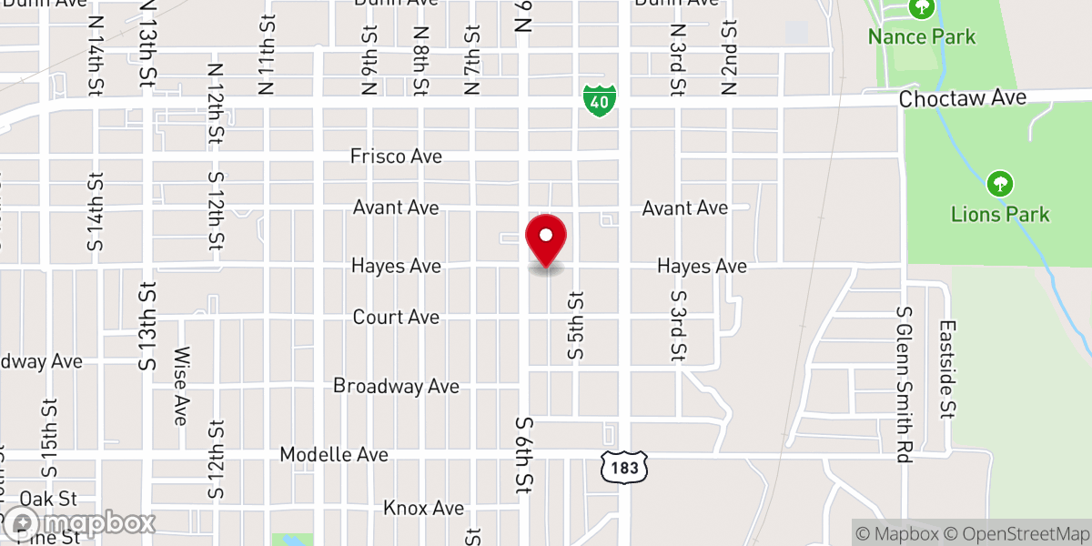 Map showing location of Western Oklahoma Baptist Association