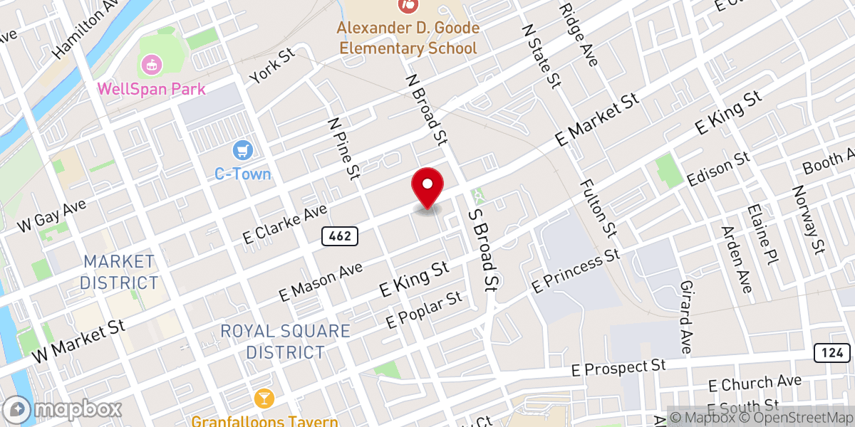 Map showing location of Asbury United Methodist Church