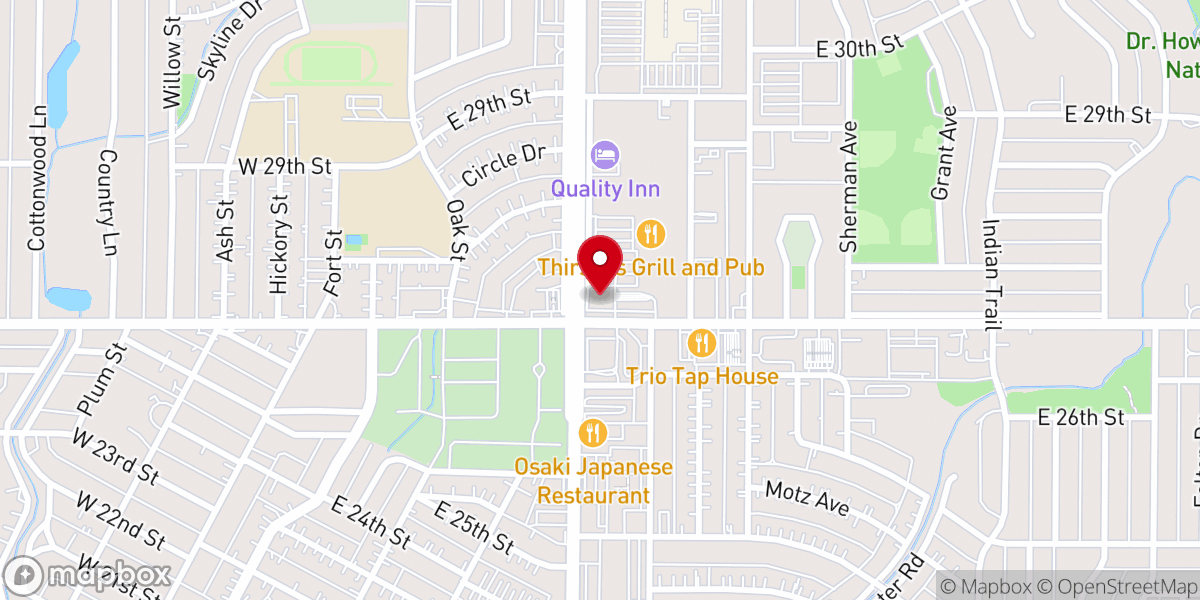 Map showing location of City of Hays - Convention & Visitors Bureau