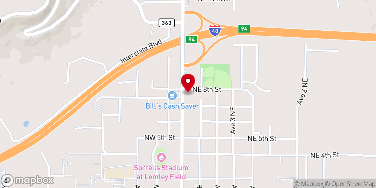 Map showing location of Centennial Bank