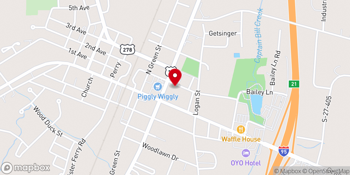 Map showing location of Ridgeland Church of Christ
