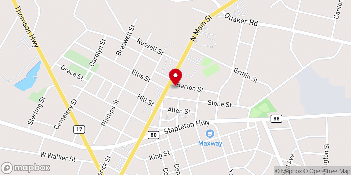 Map showing location of Wrens Community Church