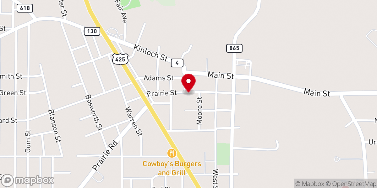 Map showing location of Franklin Parish Catfish Festival