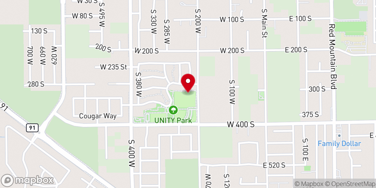 Map showing location of Ivins Unity Park
