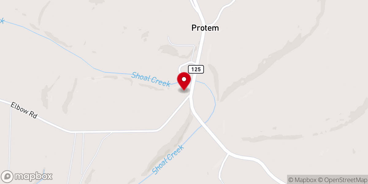 Map showing location of Protem Community Church