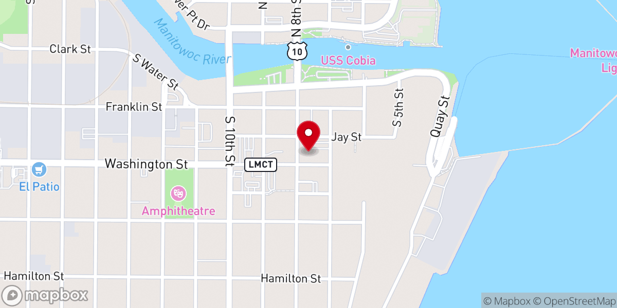 Map showing location of Crossroads Community Church Manitowoc