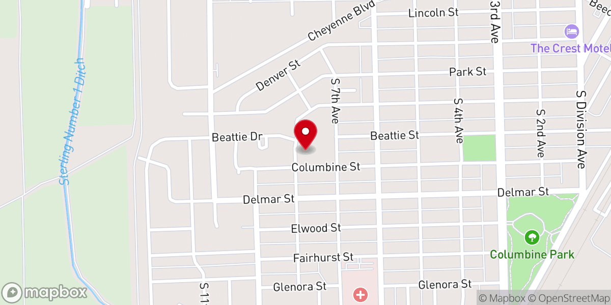 Map showing location of First Baptist Church Sterling
