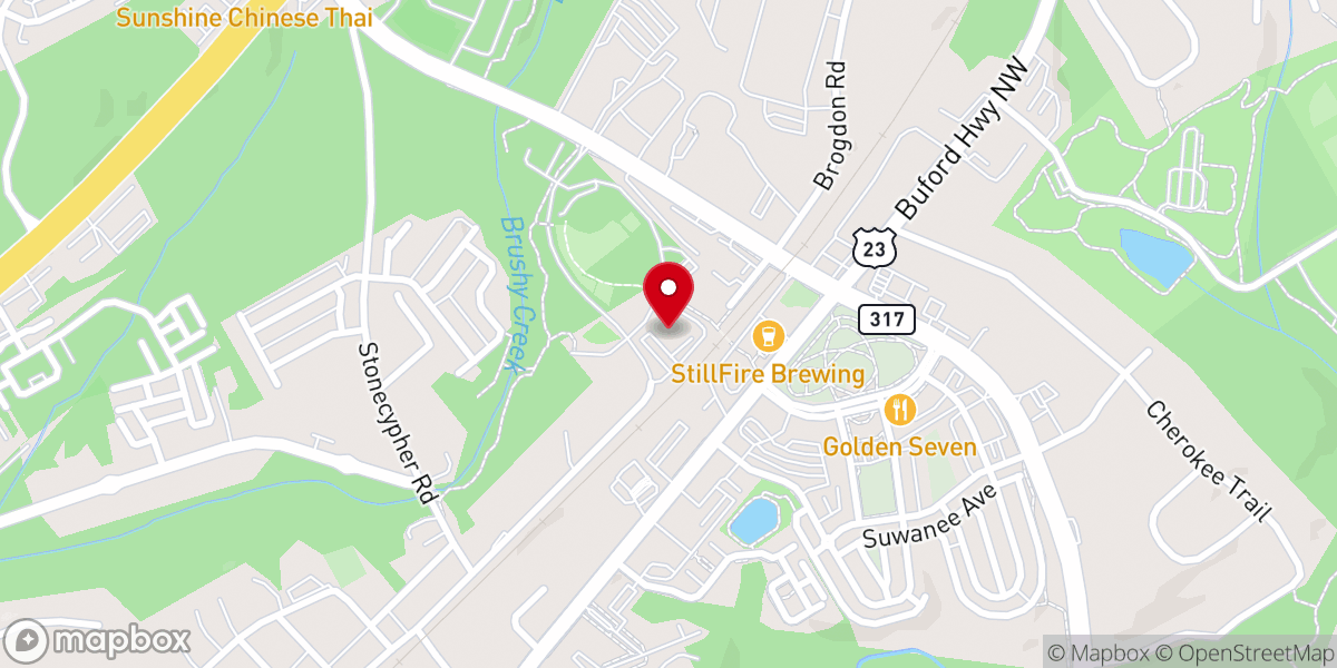 Map showing location of Evergreen Presbyterian Church of Atlanta