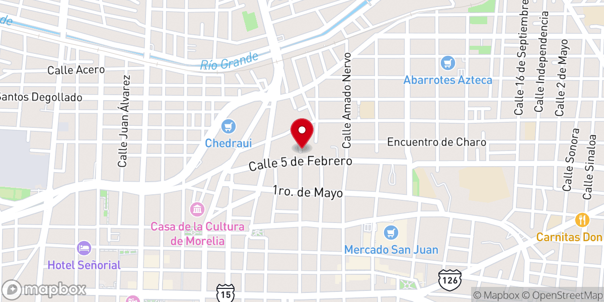 Map showing location of Templo de San Felipe de Jesús