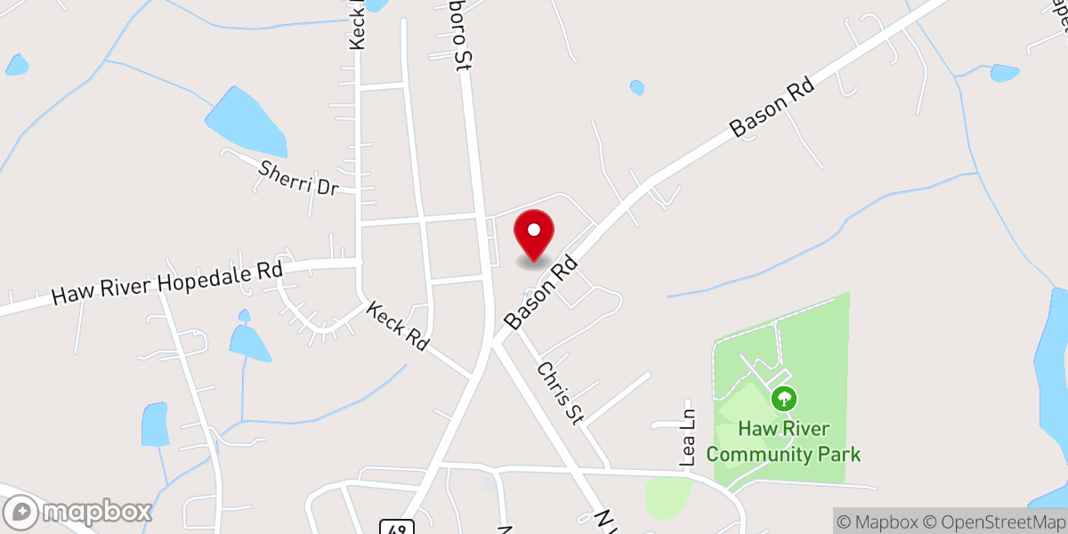 Map showing location of Grace Christian Academy Haw River NC