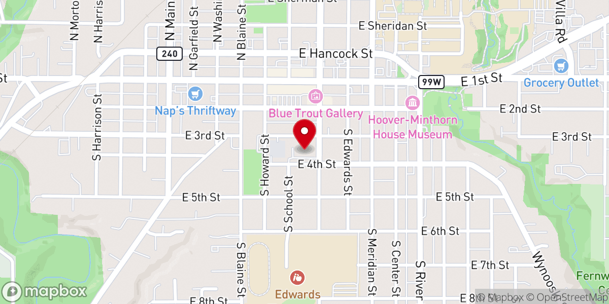 Map showing location of Newberg Friends Church