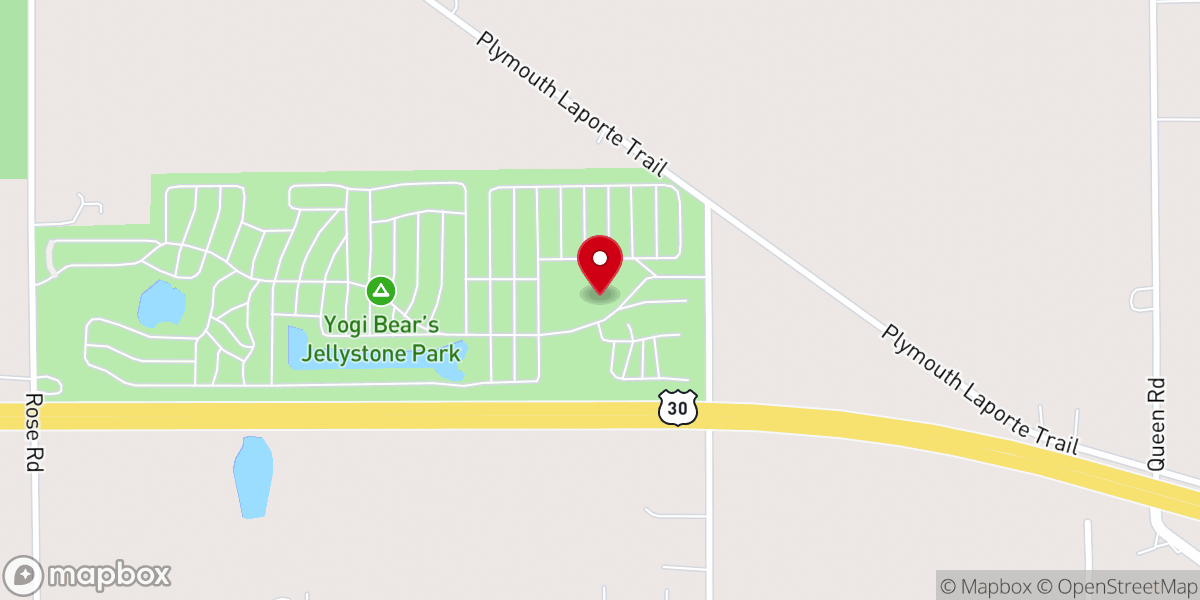 Map showing location of Yogi Bear's Jellystone Park Plymouth, IN