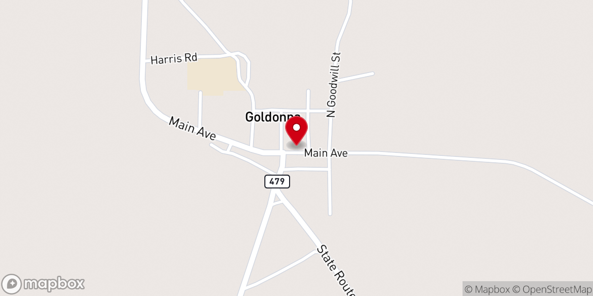Map showing location of Goldonna Town Hall