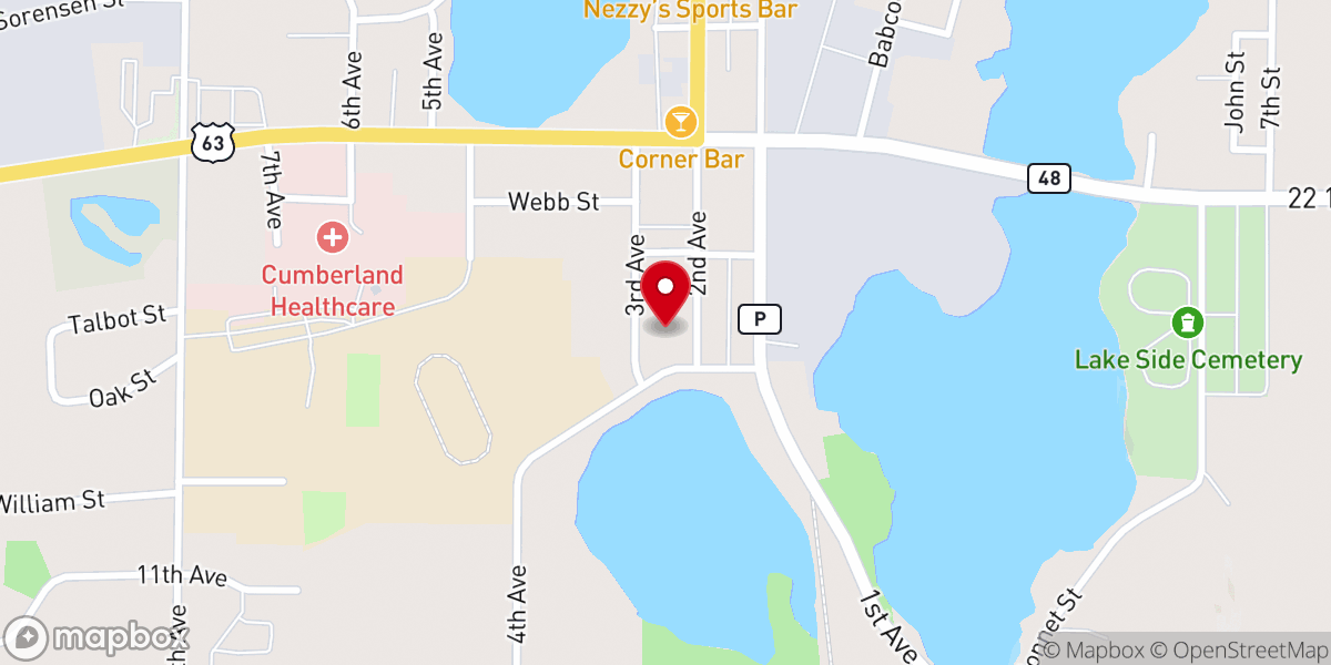 Map showing location of Augustana Lutheran Church
