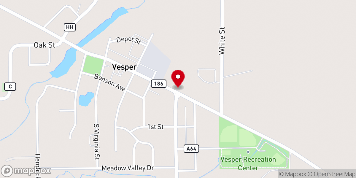 Map showing location of Vesper