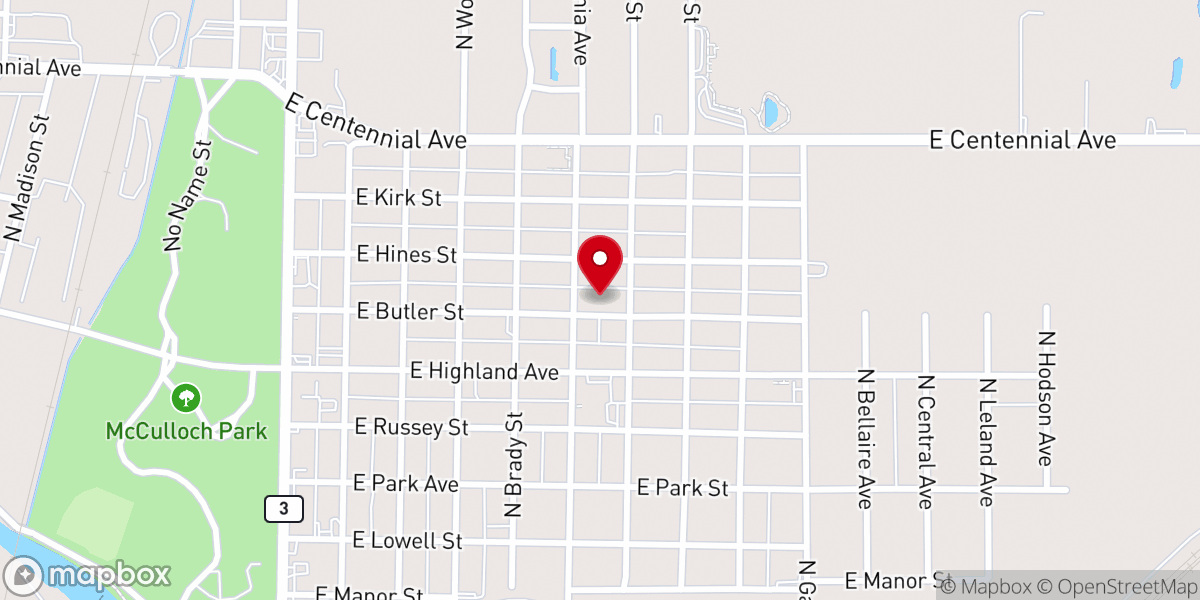 Map showing location of Antioch Missionary Baptist Church