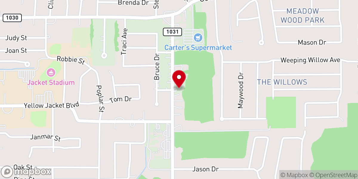 Map showing location of Midway Baptist Church