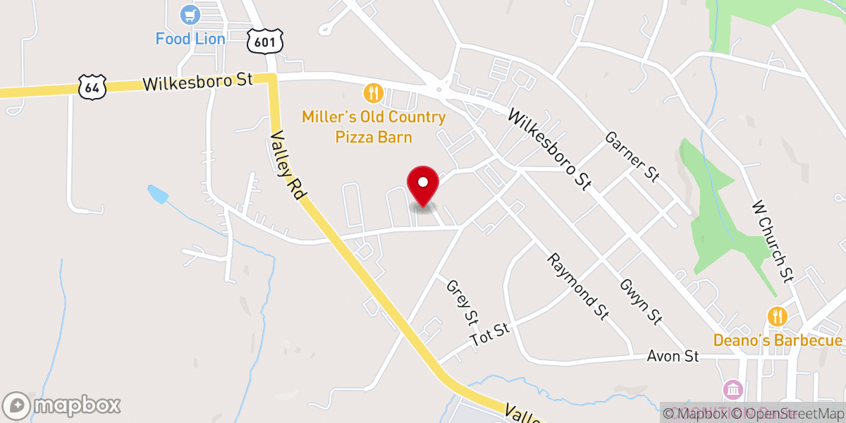 Map showing location of Mocksville Wesleyan Church
