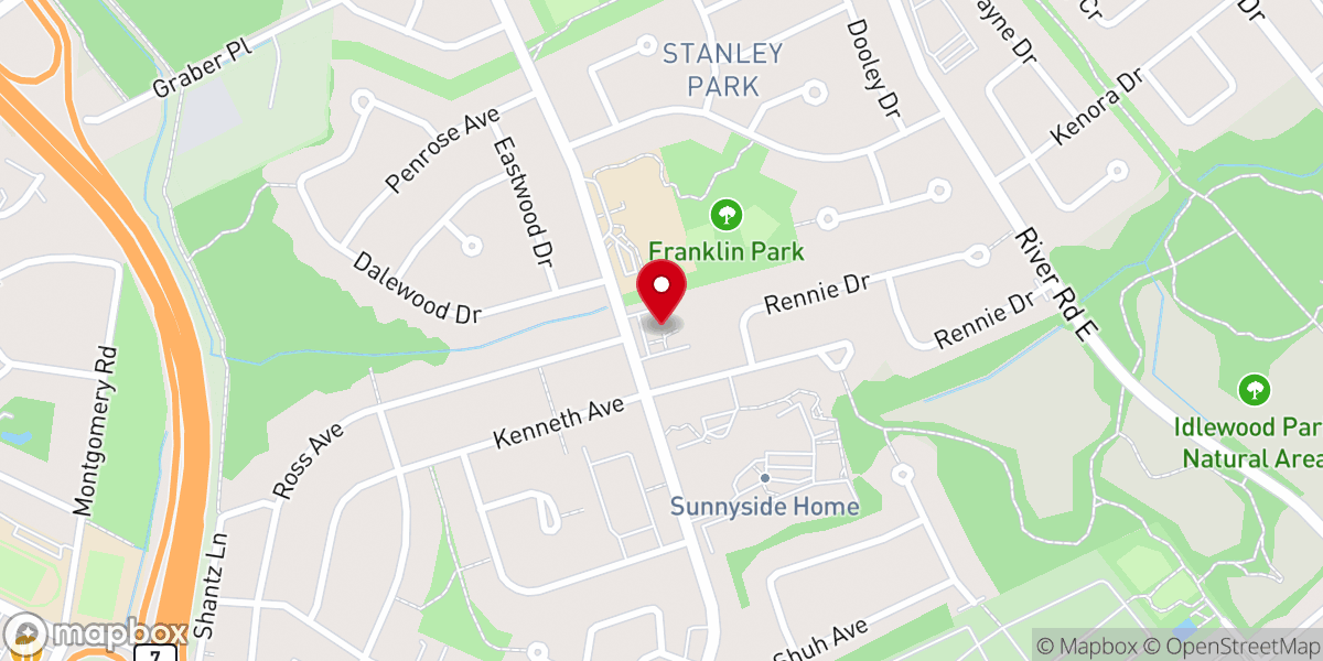 Map showing location of St. Lukes's Evangelical Lutheran Church