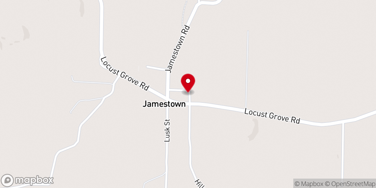 Map showing location of Jamestown United Methodist Church