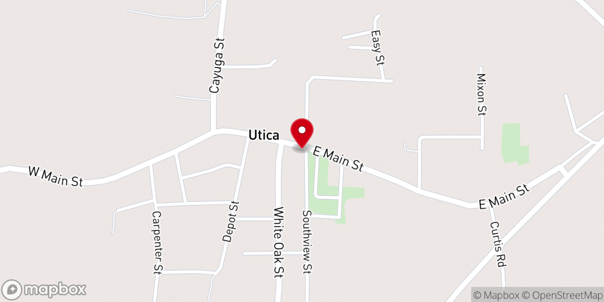 Map showing location of Utica Baptist Church