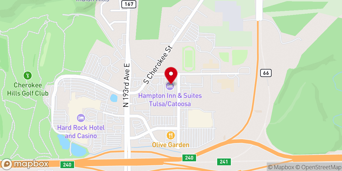 Map showing location of Hampton Inn & Suites Tulsa/Catoosa