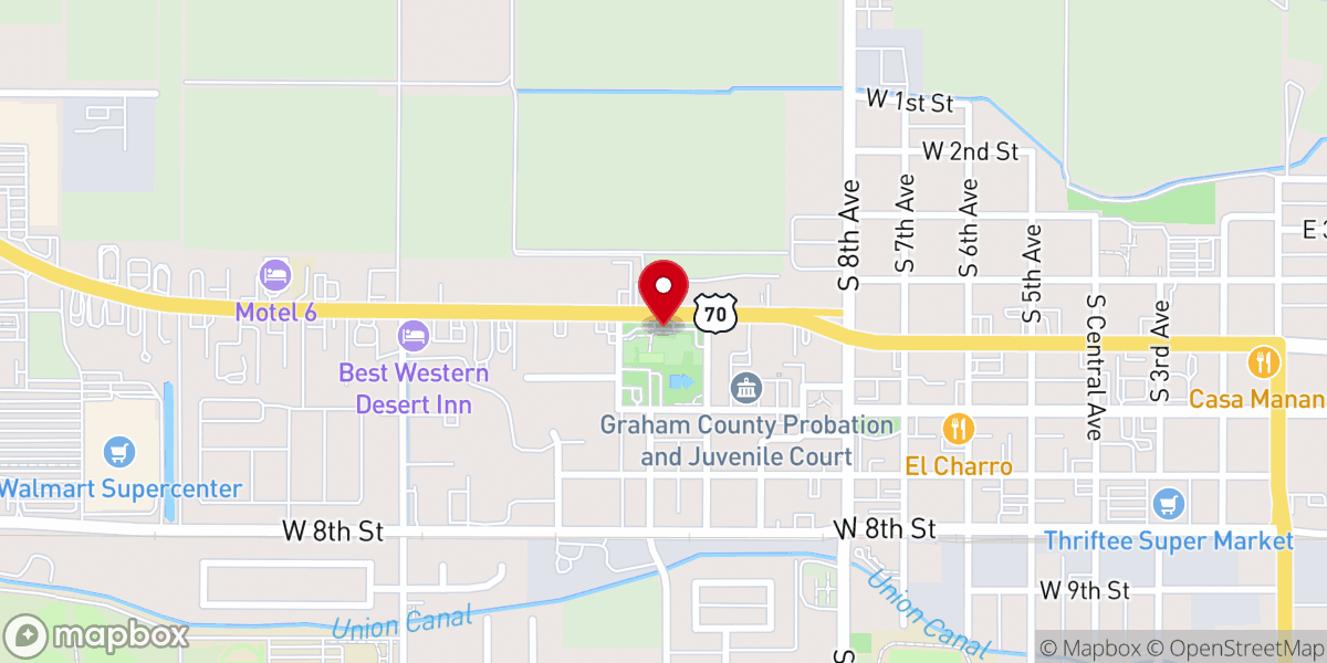 Map showing location of Graham County Chamber of Commerce