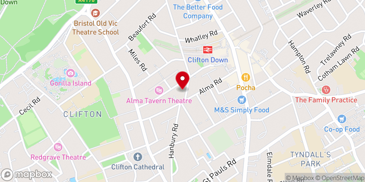 Map showing location of Alma Church