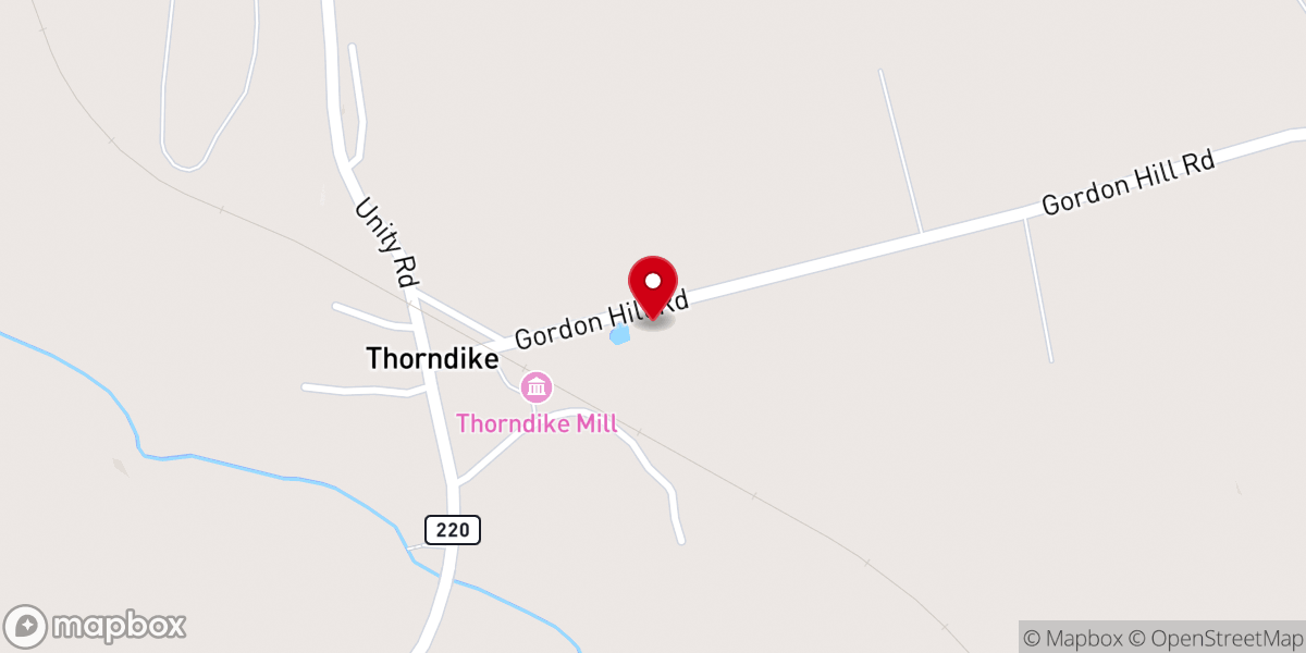 Map showing location of Thorndike Congregational Church