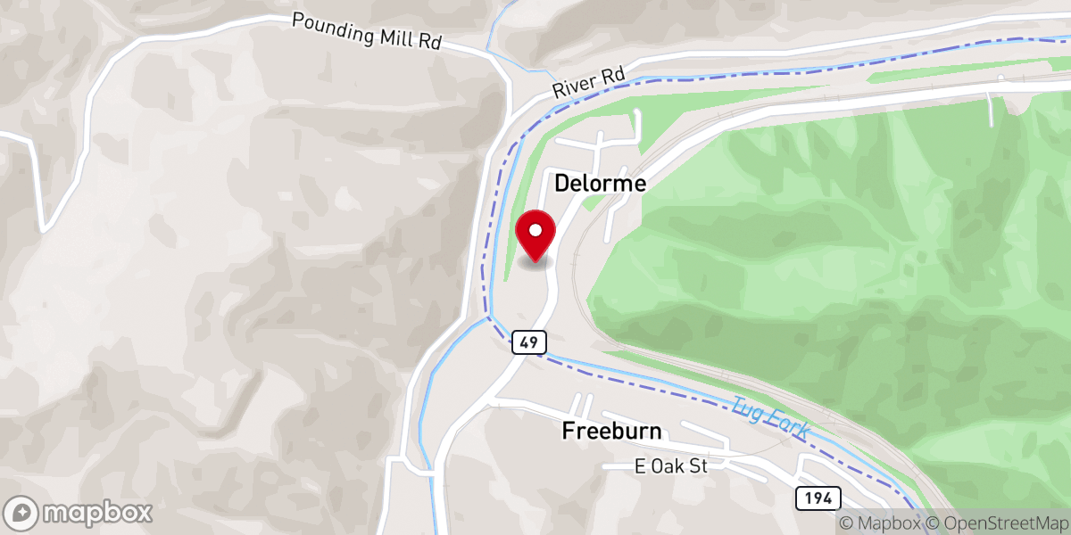 Map showing location of Delorme Bible Church