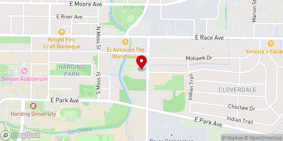Map showing location of First Assembly of God