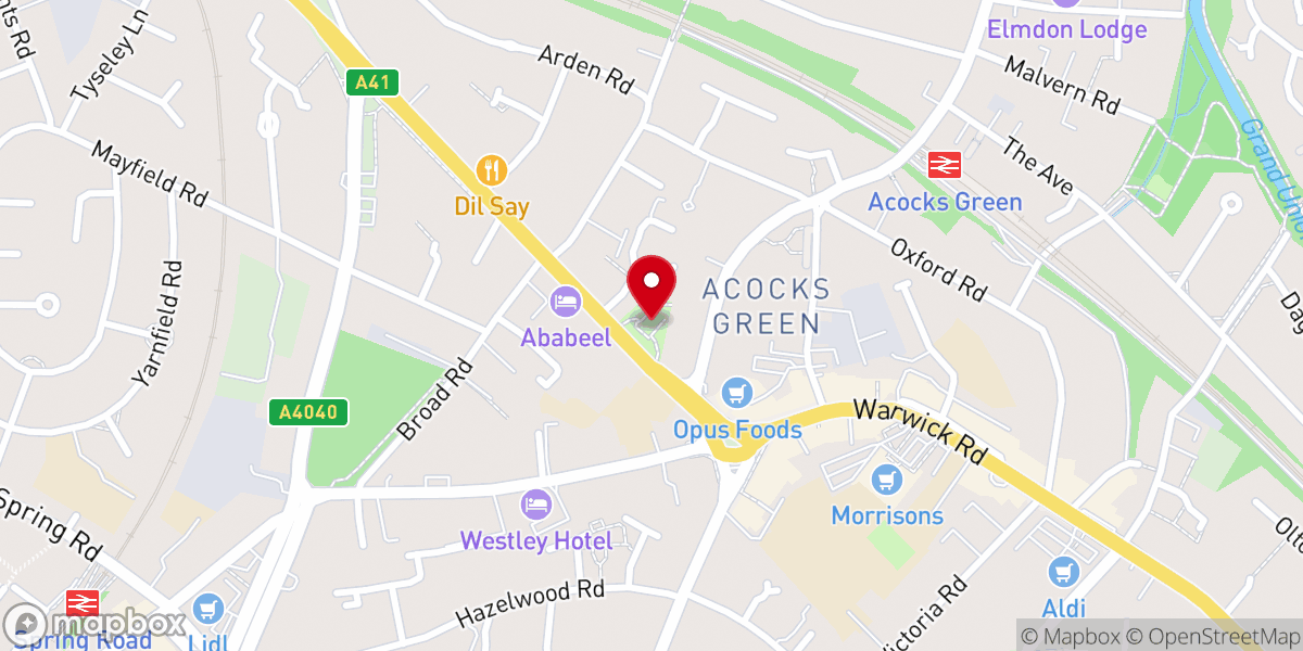 Map showing location of Parish Church of Acocks Green