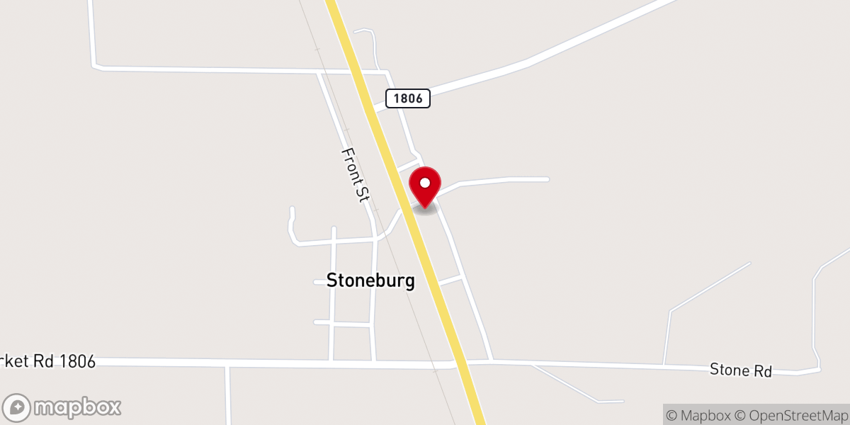 Map showing location of Stoneburg Baptist Church