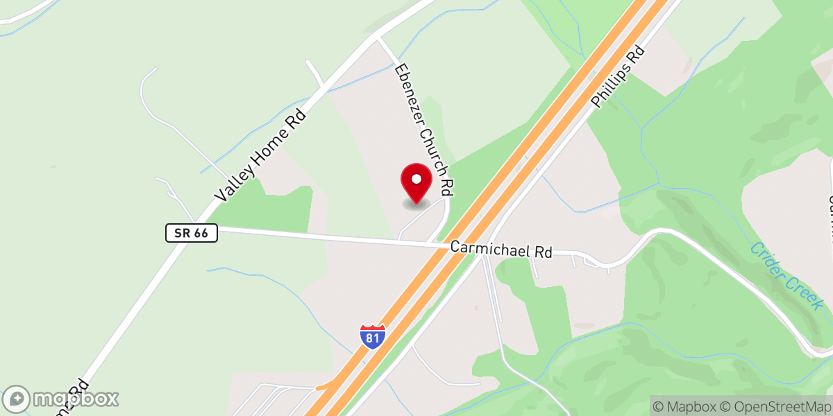 Map showing location of Harvest Outreach Church